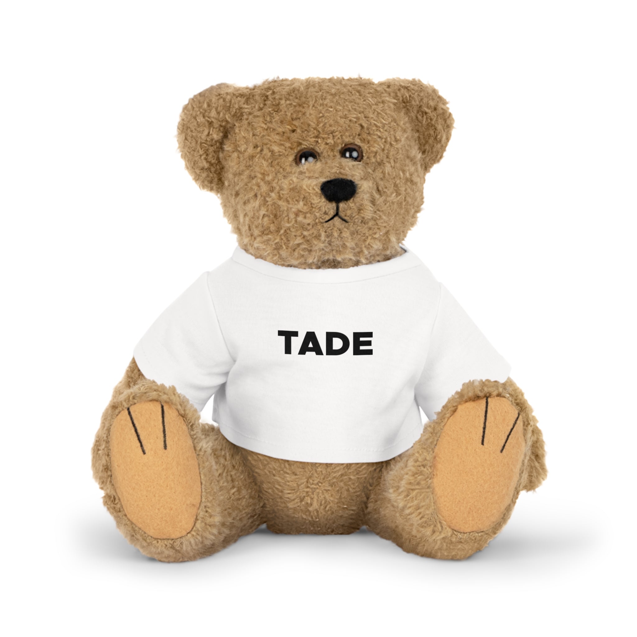 Personalized Teddy Bear with 'TADE' T‑Shirt — Plush Gift for Kids & Keepsake Occasions